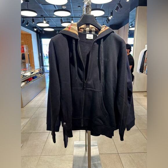 Burberry Black Men's Logo Hoodie Size L - Picture 2 of 6